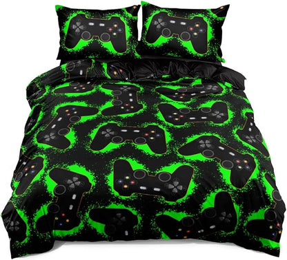 Gamer Bedding Sets for Boys, Gaming Duvet Cover Set Full Size,Boys Video Games Comforter Cover, Bed Set for Teen Boys Bedroom,Boy Gamer Room Decor, Gamepad2302