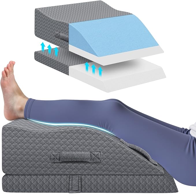 Elevation Pillows for Leg After Surgery, Memory Foam Adjustable Wedge Pillow for Injury or Rest, Ankle Pillow for Sleeping Blood Circulation Grey/Double Leg