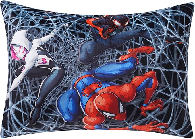Northwest Spiderman & Friends Bed Pillow - Cloud-Like Filled Bed Pillow for Sleeping with Removable Cover - 20" x 30" Full Size Pillow for Kids with Popular Characters