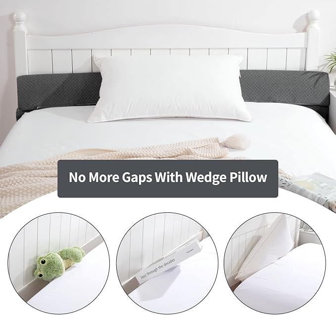 MABOZOO Pillow Wedge for Headboard Gap,Grey Bed Wedge Gap Filler Full Size,Foldable Bed Wedge Pillow for Headboard,Foam Mattress Gap Filler,54"x6"x6"