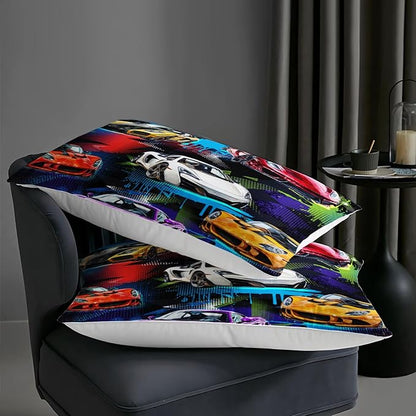 AILONEN Racing Car Comforter Set for Kids Boys Teens Twin Size, Extreme Sports Bed in a Bag,Cool Speed Race Bedding Sets,Colorful Car Theme Duvet Set,1 Quilt and 2 Pillowcases,3 Pieces