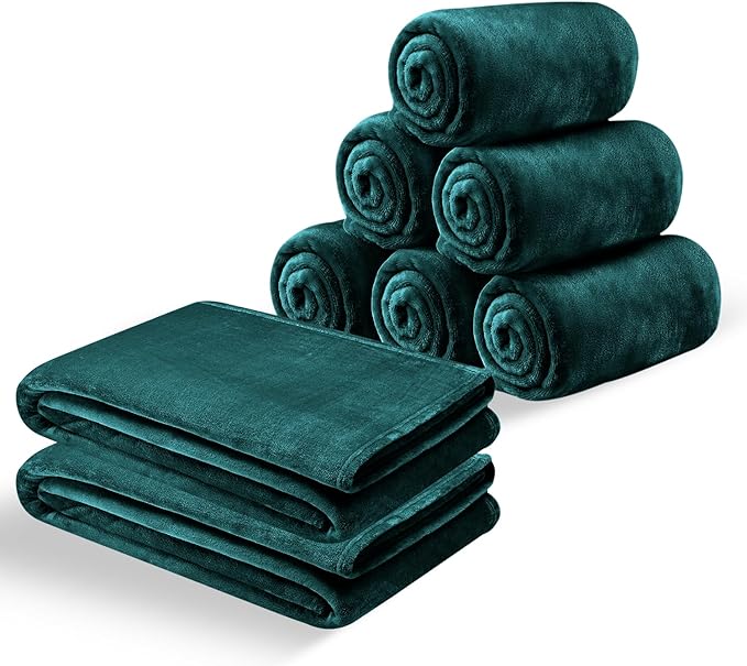 IR Imperial Rooms Fleece Blankets Queen Size 90x90 Inches- 8 Pack - Super Soft Fluffy Throw Blanket for Sofa and Bed - Warm and Cozy Lightweight 400 GSM Microfiber Bed Throws Blankets (Queen, Emerald)