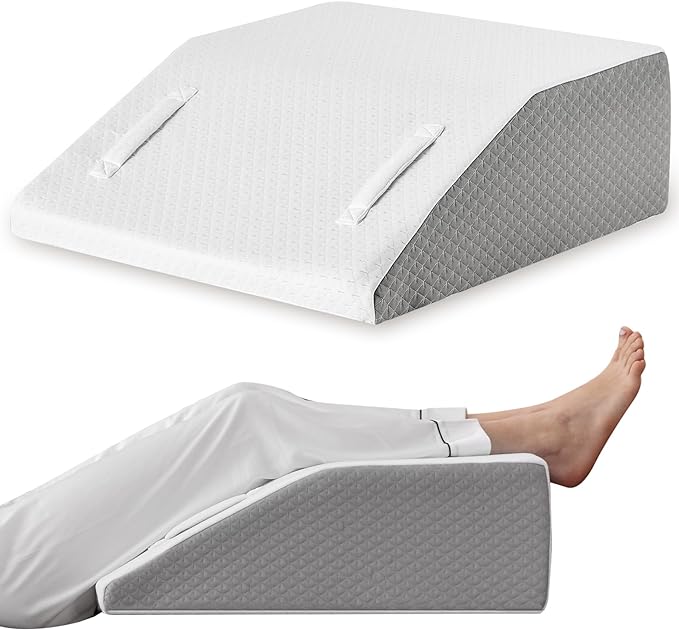 Leg Elevation Pillow for After Surgery, 6inch Foam Leg Elevating Pillow for Swelling and Blood Circulation, Leg Wedge Pillow for Sleeping, Knee Pillow for Knee Hip Ankle Pain Relief, White