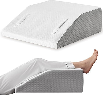 Leg Elevation Pillow for After Surgery, 6inch Foam Leg Elevating Pillow for Swelling and Blood Circulation, Leg Wedge Pillow for Sleeping, Knee Pillow for Knee Hip Ankle Pain Relief, White