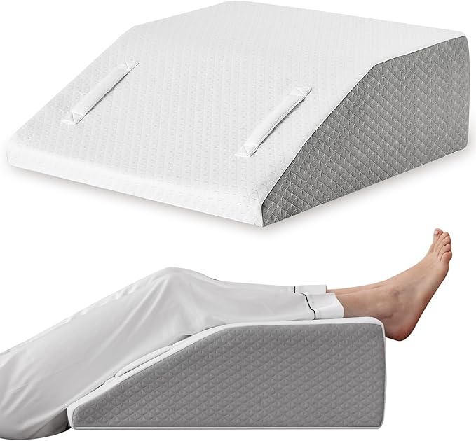 Leg Elevation Pillow for After Surgery, 10inch Foam Leg Elevating Pillow for Swelling and Blood Circulation, Leg Wedge Pillow for Sleeping, Knee Pillow for Knee Hip Ankle Pain Relief, White