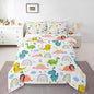 Feelyou Boys Dinosaur Toddler Bedding Sets King Size Girls Colorful Dinosaurs Comforter Set Cute Cartoon Dino Rainbow Down Comforter Quilt Kids Room Decor Reversible Stars Bed Set for All Seasons