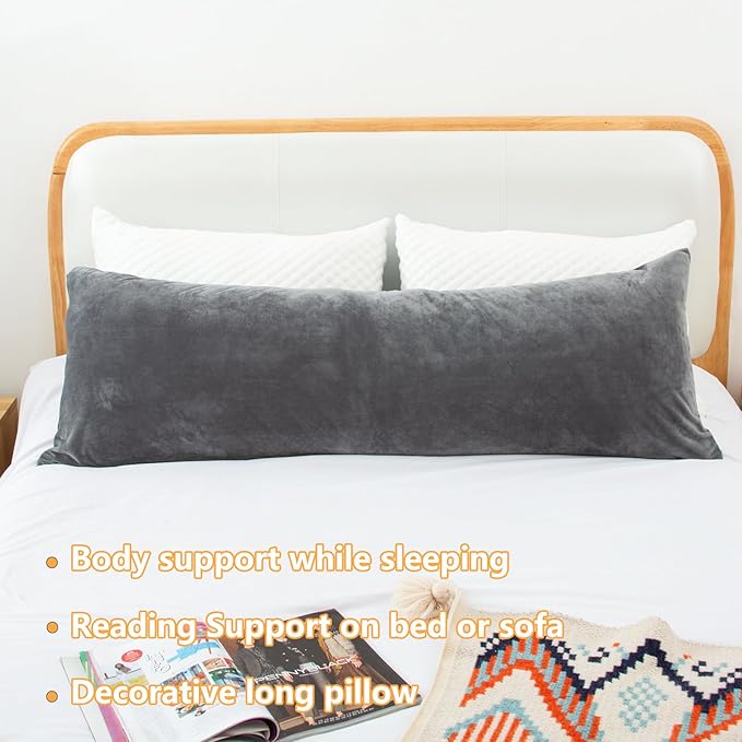 Body Pillow, Memory Foam Body Pillows for Adults Sleeping, Long Pillow for Bed, Big Large Firm Full Body Pillow for Side Sleeper, 20x54 Inch, Light Grey