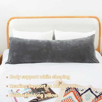 Body Pillow, Memory Foam Body Pillows for Adults Sleeping, Long Pillow for Bed, Big Large Firm Full Body Pillow for Side Sleeper, 20x54 Inch, Light Grey