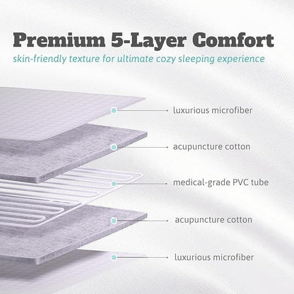AquaPad CozyFlow Mini Water Heated Mattress Pad, 3 YR AquaCare, UL499 Tested, No Electric Wire, All Digital, AirQuiet 2.0 Technology, Smart, Smooth, Hydro Heat (Queen)