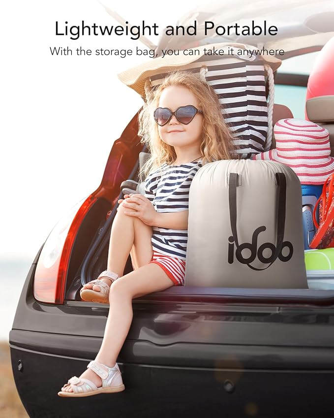 iDOO Queen Air Mattress with Built in Pump, 18 Raised Comfort Inflatable Blow up Mattress, Upgraded Four Chamber Portable Air Bed for Camping, Guests and Home, Colchon Inflable, 650 lbs Max