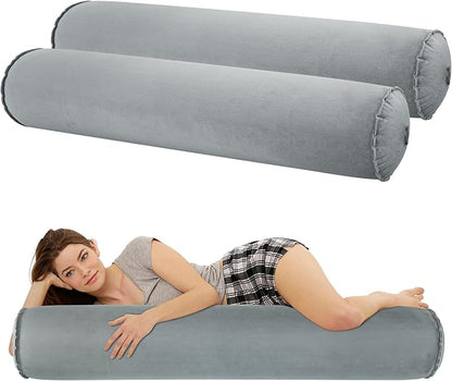 EULANT 2 Pack 47inch Inflatable Long Bolster Body Pillow for Adults Pregnant,Travel Body Pillows Hug Pillow for Bed,Round Cervical Roll Cylinder Bolster Body Pillow for Hugging Sleeping,Back etc.