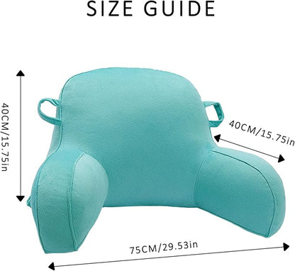 LiveGo Reading Pillow for Kids, Velvet Back Support Cushion for Sitting Up in Bed Adults, Kids Cuddle Cushion with Arms & Backrest Support Pillow for Teen Boys Girls Reading Bed Rest