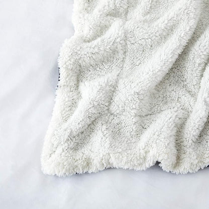 IR Imperial Rooms Sherpa Fleece Throw Blanket Twin Size for Couch - Thick and Warm Fluffy Blankets Winters, Soft and Fuzzy Twin Blanket for Bed and Sofa, Navy, 60x80 Inches