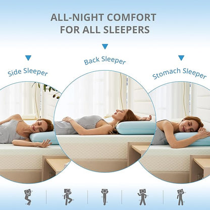 Cooling Pillow for Sleeping, Gel Memory Foam Pillow with Reversible Cover, Neck Support for Side, Back and Stomach Sleepers, Removable & Machine Washable Cover, Bed Pillows for Hot Sleepers, Blue