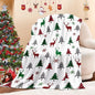 Christmas Tree Deer Flannel Throw Blanket Soft Plush for Couch Sofa Bed Christmas Home Decor 50x60