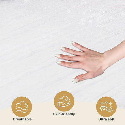 Electric Mattress Pad Twin Size 39"x75" with 10 Hours Auto Off 4 Heat Setting Simple Controller Fit Up to 15 Inch Deep Pocket, Machine Washable - White