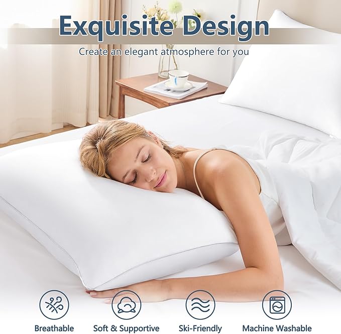 CozyLux Pillows King Size Set of 1, Hotel Quality Bed Pillows for Sleeping 1 Pack, Cooling Pillows for Side Back and Stomach Sleepers, Down Alternative Luxury Soft Supportive Fluffy Pillows (19x34)