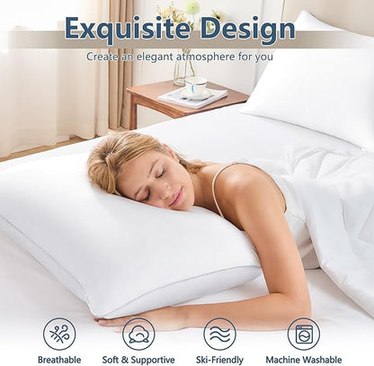 CozyLux Pillows King Size Set of 2, Hotel Quality Bed Pillows for Sleeping 2 Pack, Cooling Pillows for Side Back and Stomach Sleepers, Down Alternative Luxury Soft Supportive Fluffy Pillows (19x34)
