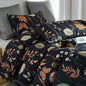 Floral Duvet Cover King Size Black Duvet Cover Set with Pink Floral Colorful Botanical Yellow Butterfly 3D Printed Comforter Cover 3 Pcs Soft Microfiber Bedding Set with Zipper Ties