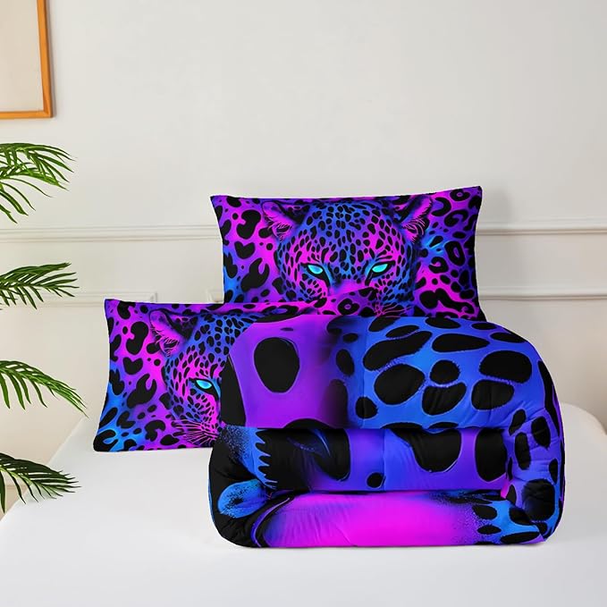 Leopard Print Comforter Set for Queen Size Bed，Cheetah Print Bedding Set Queen，with 1 Comforter with 2 Pillow Case