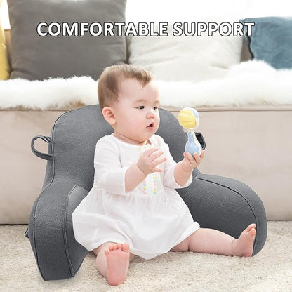 LiveGo Reading Pillow for Kids, Velvet Back Support Cushion for Sitting Up in Bed Adults, Kids Cuddle Cushion with Arms & Backrest Support Pillow for Teen Boys Girls Reading Bed Rest