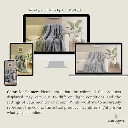 Cloud Scape Linen 8-Layer Muslin Blanket Queen Size - 100% Cotton, Soft and Breathable, Oversized Winter Blanket, Fits up to Full Size Bed, 92x92, Dark Grey
