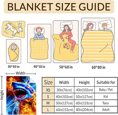 Boys Blanket for Kids Shark Lovers Cool Throw Blankets Gift, 50x60 Inches Cozy Soft Decor Throw for Sofa Chair Bed Office