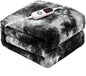 Electric Heated Throw Blanket 50"x60",Luxury Black Faux Rabbit Fur Electric Blanket,Fast Heating Soft Fluffy Thick Electric Blanket with 6 Heating Levels & 12H Auto Off