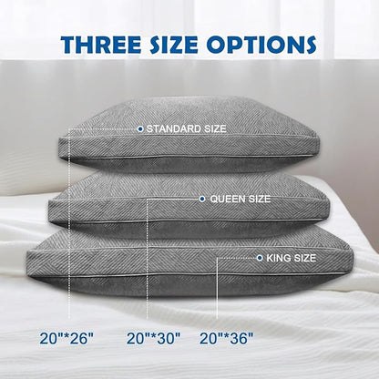 Pillows Queen Size Set of 2 - Shredded Memory Foam Cold Pillow That Stay Cold Adjustable Pillows for Sleeping Double-Sided Pillowcase