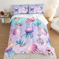 Cute Ocean Comforter Set Kids Bedding Full Size,Color Jellyfish Conch Sea Star Print Comforter for Teens Boys Girls Room Decor,Kawaii Beach Bedding Set with 2 Pillowcases.