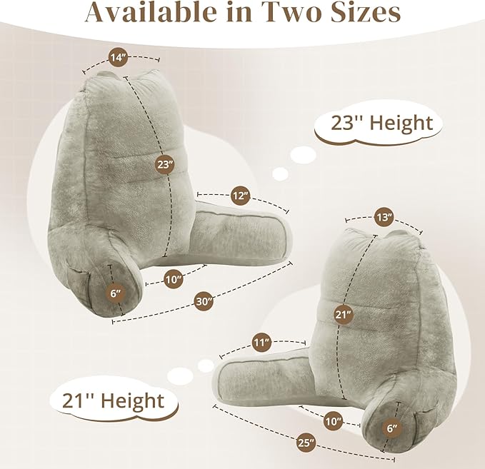 Sasttie Reading Pillow, Pillows for Reading or Relaxing – Ergonomic Support for Head, Neck, Back, and Lumbar, 21-Inch, Linen