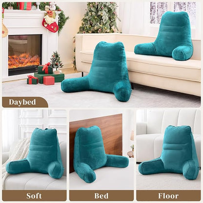 Sasttie Reading Pillow, Pillows for Reading or Relaxing – Ergonomic Support for Head, Neck, Back, and Lumbar, 21-Inch, Teal