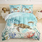 CVHOUSE Ocean Watercolor Sea Turtle Bedding Set - Kids Teens Comforter, Duvet, Quilt Set - Twin Size