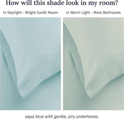 California Design Den - Luxury Full Size Sheet Set - 100% Cotton, 600 Thread Count Deep Pocket Full Size Bed Sheets, Hotel-Quality Cooling Sheets with Sateen Weave - Seafoam