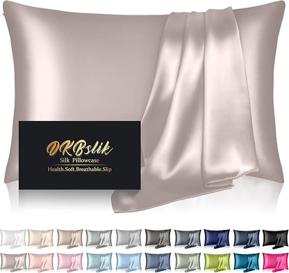 Mulberry Silk Pillow Cases Standard Size, Silk Pillowcase for Hair and Skin, Both Sides Natural Silk Satin Pillowcase for Sleeping Women with Zipper, Gifts for Women Men, Taupe