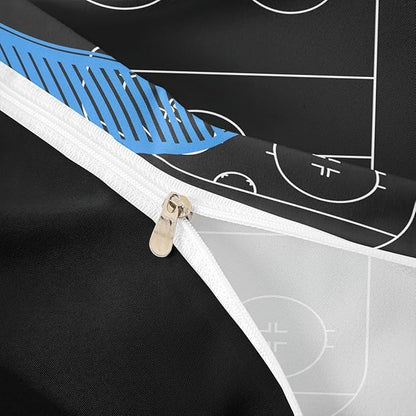 Ice Hockey Rink Print Bedding Set Twin Size,Boys Ball Sports Games Themed Duvet Cover for Kids Boys Bedroom Decor,Blue Hockey Stick Sporting Equipment Polyester Quilt Cover with 1 Pillowcases, 2 Pcs