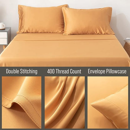 Bella Coterie | Luxury Bamboo Viscose Queen Size Pillowcase Set | 100% Organically Grown | Ultra Soft | Cooling | 2 Pcs [Marigold]