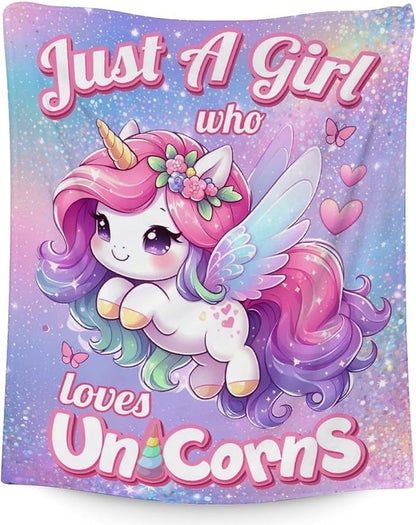 Kids Blanket for Girls, Unicorn Blanket 40 x 30 Inches Unicorn Blanket for Kids, Cute Lightweight Flannel Throw Blanket, Soft Throws for Bed, Couch Sofa Office