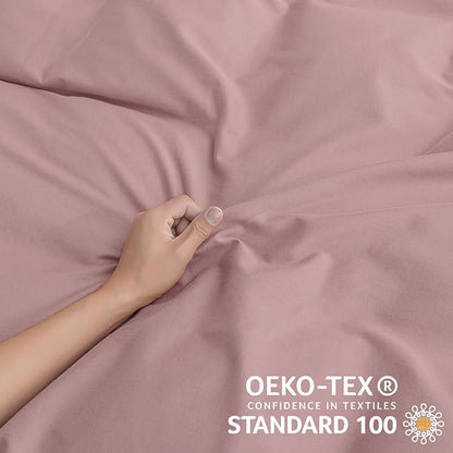 JELLYMONI Cotton Duvet Cover Full Size - Pink Comforter Cover with Button 100% Washed Cotton 3PCS Breathable Soft Solid Bedding Set Duvet Cover 80×90in & 2 Pillowcases (NO Comforter)