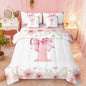 Erosebridal Initial Letter I Bed in A Bag for Girls Kids Young Woman, Cute Pink Bow Tie Bowknot Bedding Sets Flower Floral Dreamy Princess Style Comforter Set with Sheets Full Size 7 Pieces