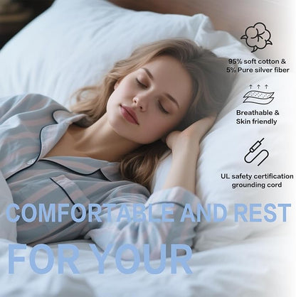 Ali King Grounding Pillowcase, 5% Conductive Silver + 95% Soft Cotton Queen Size Earth Grounding Pillow Cases with Grounding Cord for Improve Sleep (Beige, Queen (20x30inches))