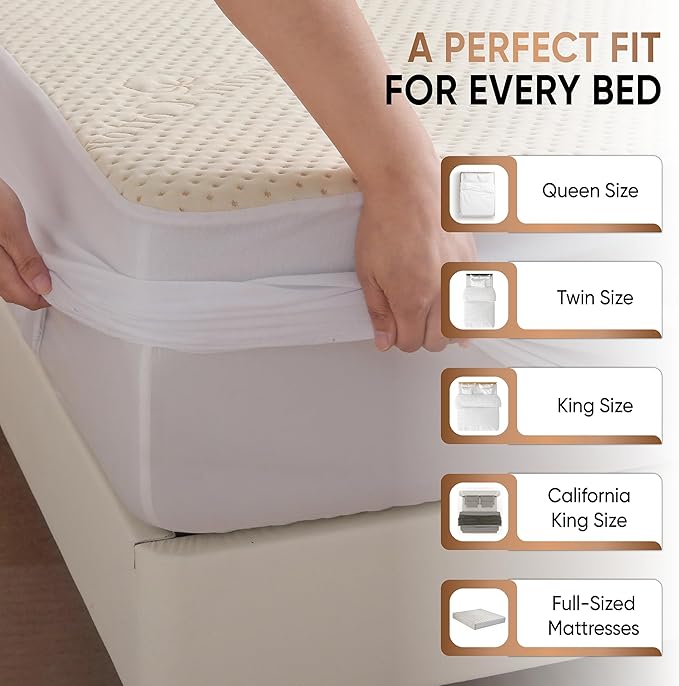 Luxury Waterproof Organic Mattress Protector Twin XL - Organic Cotton Breathable Mattress Pad Cover - Premium 380 GSM Comfort - Deep Pocket - Jersey Cotton Skirt - Fitted Design