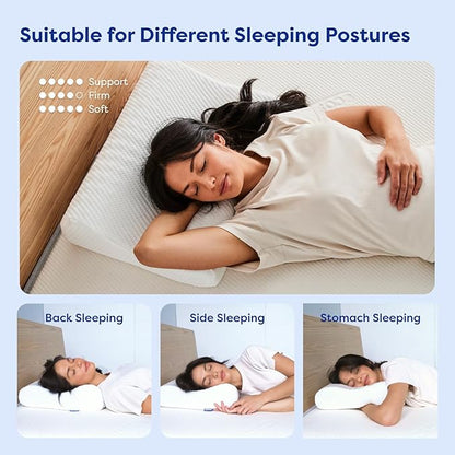 Ecosa Adjustable Memory Foam Pillow, Travel Pillows for Sleeping, Cervical Neck Pillow for Sleeping, Soft Memory Foam Pillows for Side Sleepers, Side Sleeper Pillow for Shoulder Pain