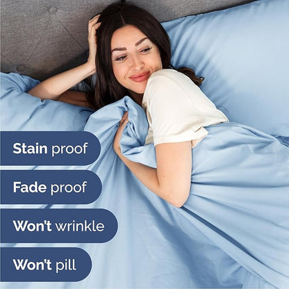 Cal King 6 Piece Sheet Set - Comfy Breathable & Cooling - Ultra Soft Hotel Luxury Bedding Set w/ 8-16 Inch Deep Pockets - 1 Flat & 1 Fitted Sheet & 4 Pillowcases - Wrinkle Free & Easy Care - Baby Blue