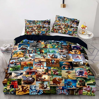 Italian Brainrot Bedding Duvet Cover Set,Funny Fusion AnimalsTwin Full Queen King Comforter Cover Bedding Set for Kids Boys Bed Decor Gifts ﻿ (Color 4,Twin (68" x 90"))