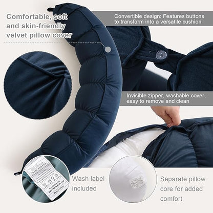 Peallow(Pat. Pend) – Long Round Body Pillow for Adults, Bolster Pillow for Sleeping, Soft and Supportive Pillow for Sleeping & Lumbar Support (Teal Blue,47")