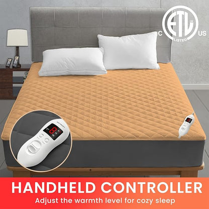 Heated Mattress Pad Twin Size, Electric Mattress Pad Cover w/Single Control 8 Heating Settings, Bed Warmer w/ 4 Auto Shut Off Settings, UL Certified, Deep Pocket, Machine Washable, Dark Grey