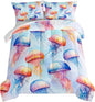 HOSIMA Jellyfish Pattern Comforter Sets King Size,Fantasy Marine life Bedding Set,Watercolor Ocean Animals Comforter Sets for Kids Boys Girls Room Decor with 2 Pillowcases.