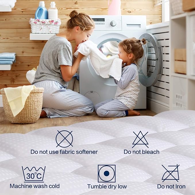 COHOME King Size Mattress Topper Extra Thick Cooling Mattress Pad 400TC Cotton Top Plush Down Alternative Fill Pillow Top Mattress Cover with 8-21 Inch Deep Pocket (78x80 Inches, White-Classic)