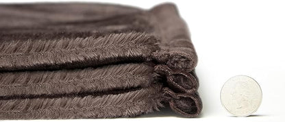 Mellowdy Extra Thick Hearty Plush Flannel Blanket (Peat Brown, 90x90) - 500GSM King Size Warm Blanket for Winter, Fall | Soft, Fluffy, Cuddly, Perfect for Bed, Oversized Throw for Couch, Sofa